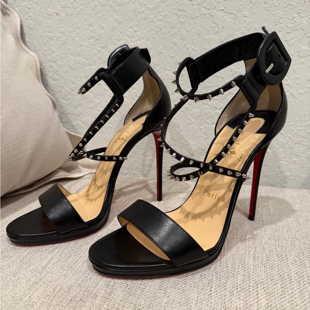 Christian Louboutin 120mm Choca Lux leather sandal heels. Size 39. - Picture 2 of 7